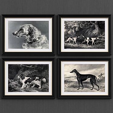 Set of Modern Style Dog Paintings No.173  Link to Artist 3D model image 1 