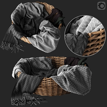 Stylish Laundry Basket Set 3D model image 1 