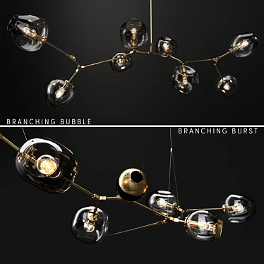 Branching Glass Chandeliers: Versatile Elegance 3D model image 1 