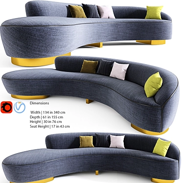 Elegant FreeForm Curved Sofa 3D model image 1 