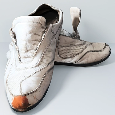 Vintage White Leather ASICS Sneakers 3D model image 1 
