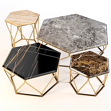 Modern Hexagonal Marble Coffee Table: Susanne by Ulivi Salotti 3D model image 1 