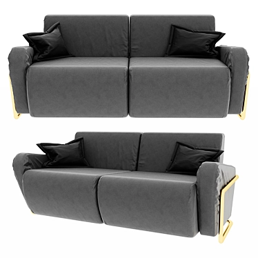 Modern Minimalist Metal Sofa 3D model image 1 