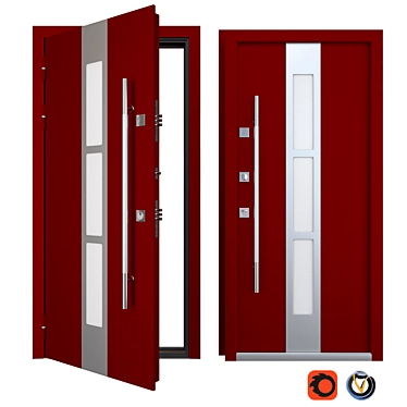 Premium Inox S-9 Entrance Door 3D model image 1 