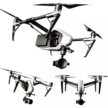 High-Performance DJI Inspire 2 Drone 3D model image 1 