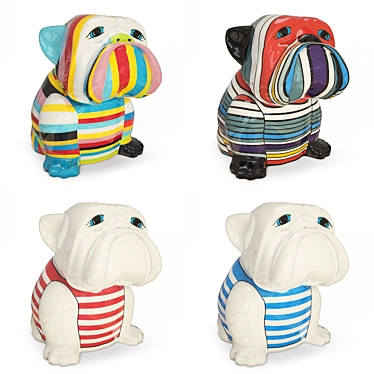 3D Bulldog Sculpture: Vibrant Decor for Your Space 3D model image 1 