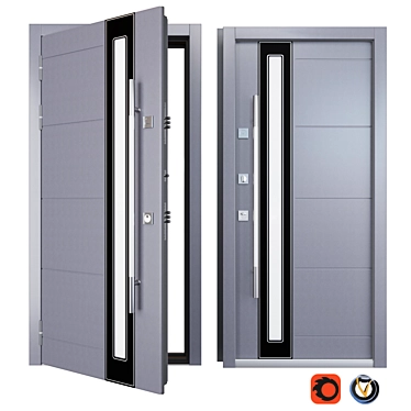 Sleek Inox S-11 Steel Door 3D model image 1 