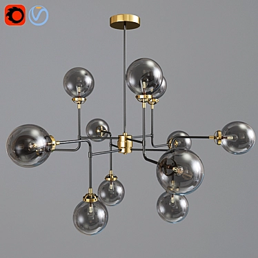 Elegant 12-Light Mid-Century Chandelier 3D model image 1 