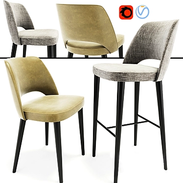 Elegant Astor Dining Set: Chair & Bar Stool 3D model image 1 