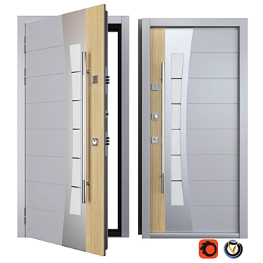 Stylish Inox S-13 Metal Door 3D model image 1 