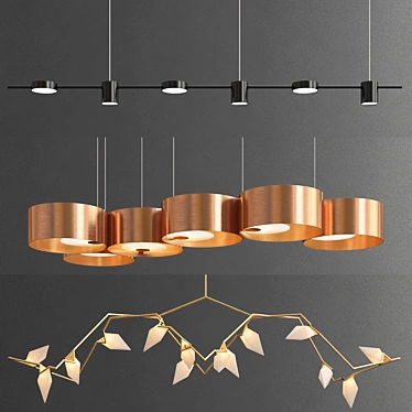 Elegant Linear Chandelier Collection 3D model image 1 