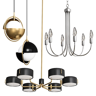 Elegant Pendant Chandeliers 3D model image 1 