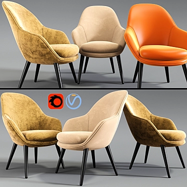 Contemporary Beige Armchair 3D model image 1 