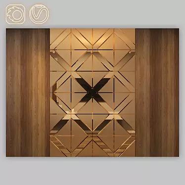 Modern 3D Mirror Panel - 2 Color Options 3D model image 1 