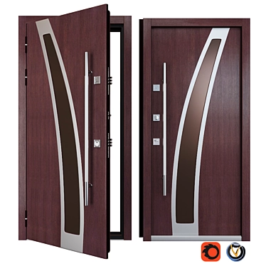 Sleek Inox S-14 Metal Door 3D model image 1 