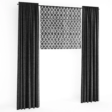 Elegant Roman Blinds Curtain 3D model image 1 