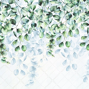 Title: Eco-mural Eucalyptus Leaves: Nature-inspired Embossed Wallpaper 3D model image 1 