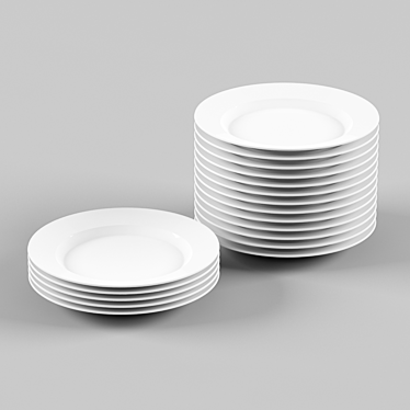 Elegant Ceramic Plate Set 3D model image 1 