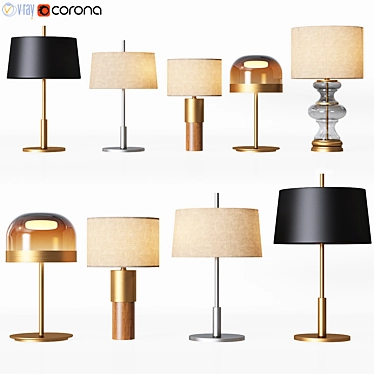 Elegant Set of 5 Table Lamps 3D model image 1 