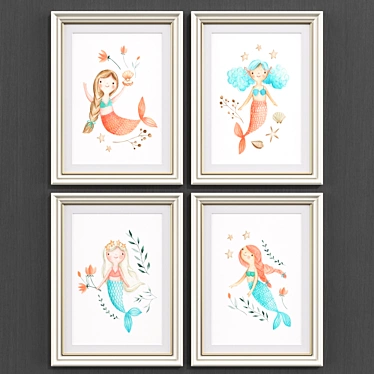 Modern Mermaid Art Collection 3D model image 1 