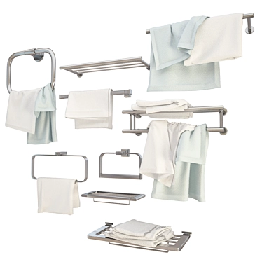 Metallic Wall Towel Rack Set 3D model image 1 