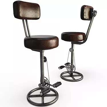 Retro Bike Stool: Vintage Leather & Industrial Design 3D model image 1 