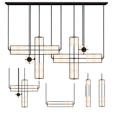 Brutalist Blown Glass Chandelier 3D model image 1 