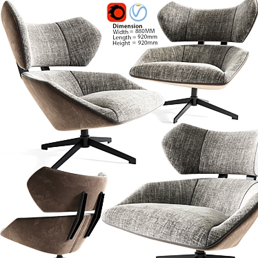 Modern Camila Lounge Armchair 3D model image 1 