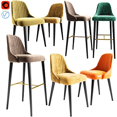 Karina Bar Stool & Chair Set 3D model image 1 