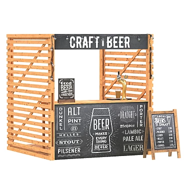 Rustic Beer Kiosk with Tap 3D model image 1 