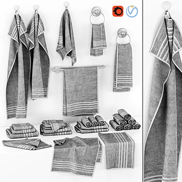 Gray Towel Set: Luxurious and Stylish 3D model image 1 