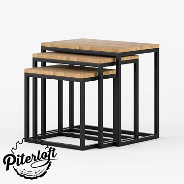 Industrial Wood and Metal Coffee Table 3D model image 1 