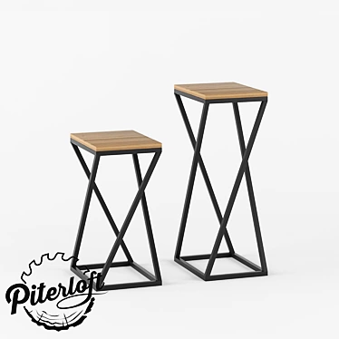 Rustic Wood Metal Coffee Table 3D model image 1 