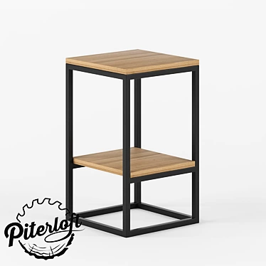 Minimalist Wooden and Metal Side Table 3D model image 1 