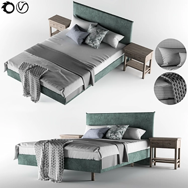 Velvet Bed Set 3D model image 1 