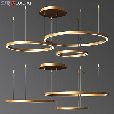 Art Deco LED Ring Chandelier 3D model image 1 