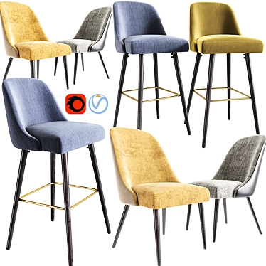 Sleek Zuma Bar Stool & Chair 3D model image 1 