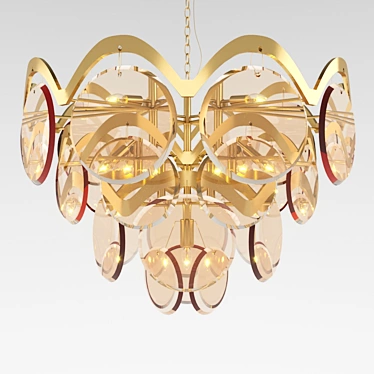 Verle Modern Glass Pendant Light - Gold Armature, Amber Shades 3D model image 1 