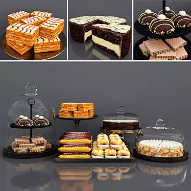 Decadent Duo: Chocolate and Vanilla Cake Bar 3D model image 1 