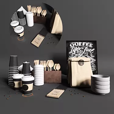 Sleek Coffee Set 3D model image 1 