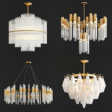 Elegant Illumination: Four Exclusive Chandelier Collection 3D model image 1 