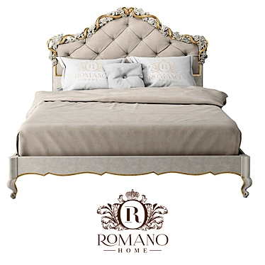 Handcrafted Nicole Bed: Romano Home 3D model image 1 