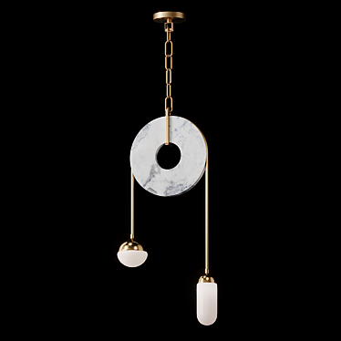 Brass Marble Handblown Pendant 3D model image 1 