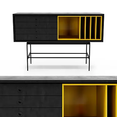 Yellow Modern Sideboard 140cm 3D model image 1 