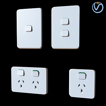 Modern Clipsal Iconic Series: Australian Plugs & Switches 3D model image 1 