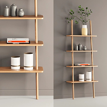 Rustic Oak Display Shelf 3D model image 1 