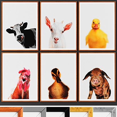 Farm Animal Picture Frame Set 3D model image 1 