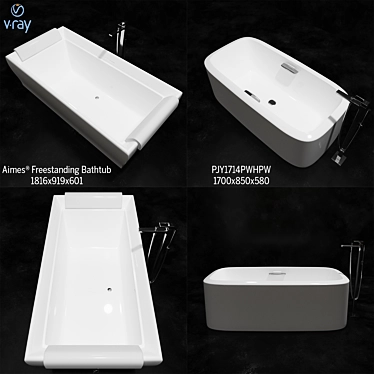 TOTO Aimes Freestanding Bathtub - Elegant and Luxurious 3D model image 1 