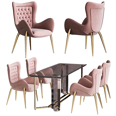 Elegant Rugiano Chair & Table 3D model image 1 