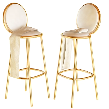 Elegant Gold Stool 3D model image 1 